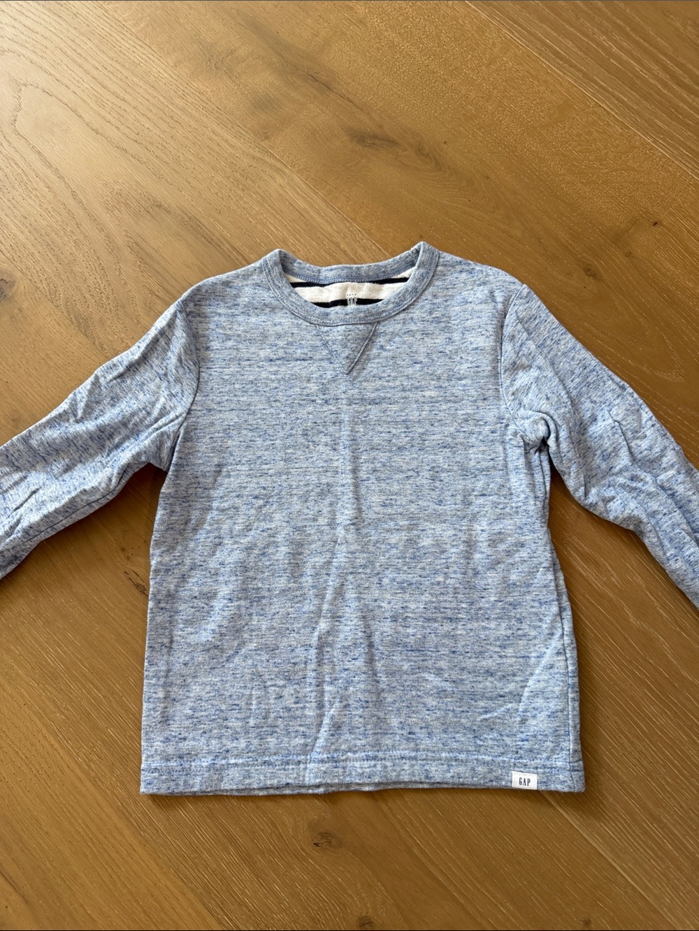 GAP Light Heather Blue Long Sleeve Crew Tee